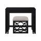 Syna 3 Piece Nesting Desk and Stool Set | Black Wood | Gray Polyester
