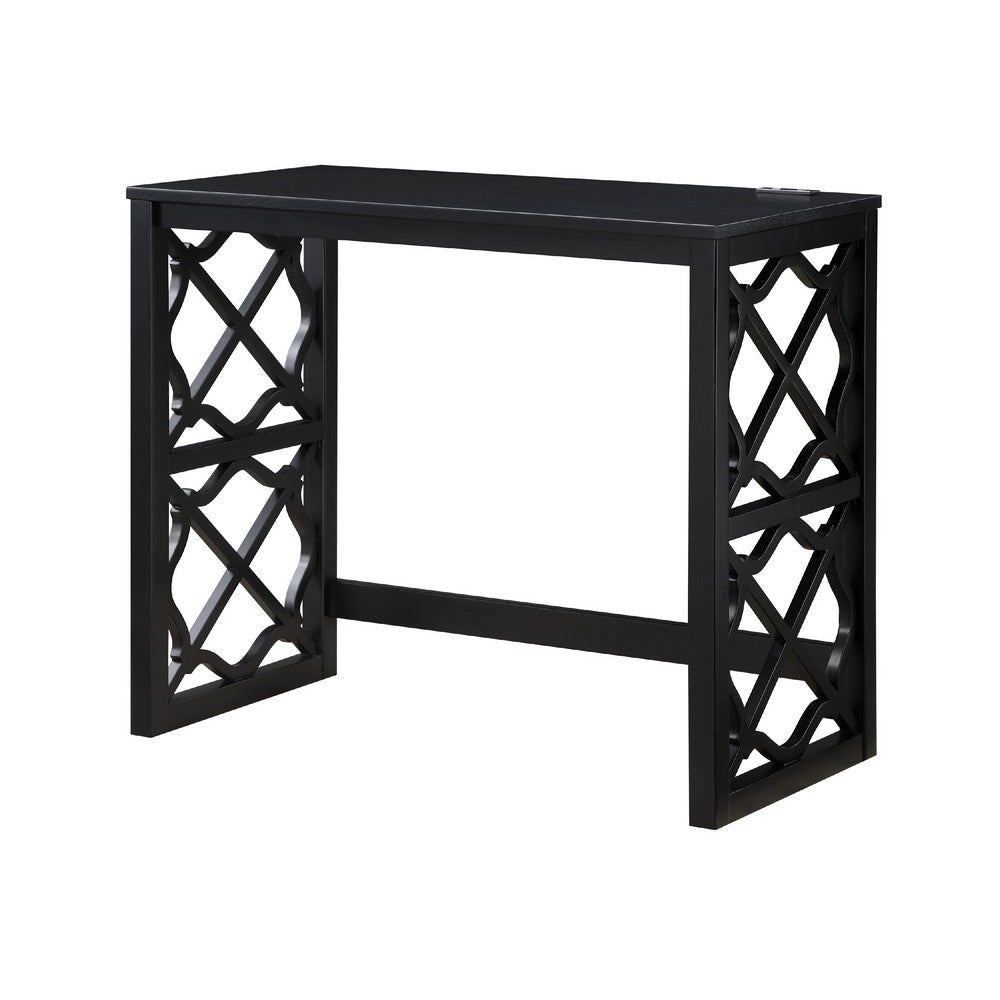 Syna 3 Piece Nesting Desk and Stool Set | Black Wood | Gray Polyester