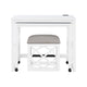 Syna 3 Piece Nesting Desk and Stool Set | White Wood | Gray Polyester