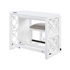 Syna 3 Piece Nesting Desk and Stool Set | White Wood | Gray Polyester