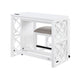 Syna 3 Piece Nesting Desk and Stool Set | White Wood | Gray Polyester