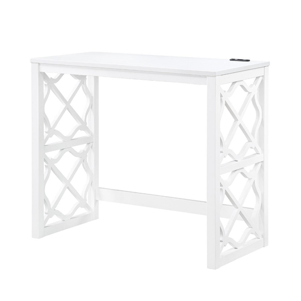 Syna 3 Piece Nesting Desk and Stool Set | White Wood | Gray Polyester