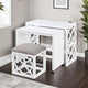 Syna 3 Piece Nesting Desk and Stool Set | White Wood | Gray Polyester