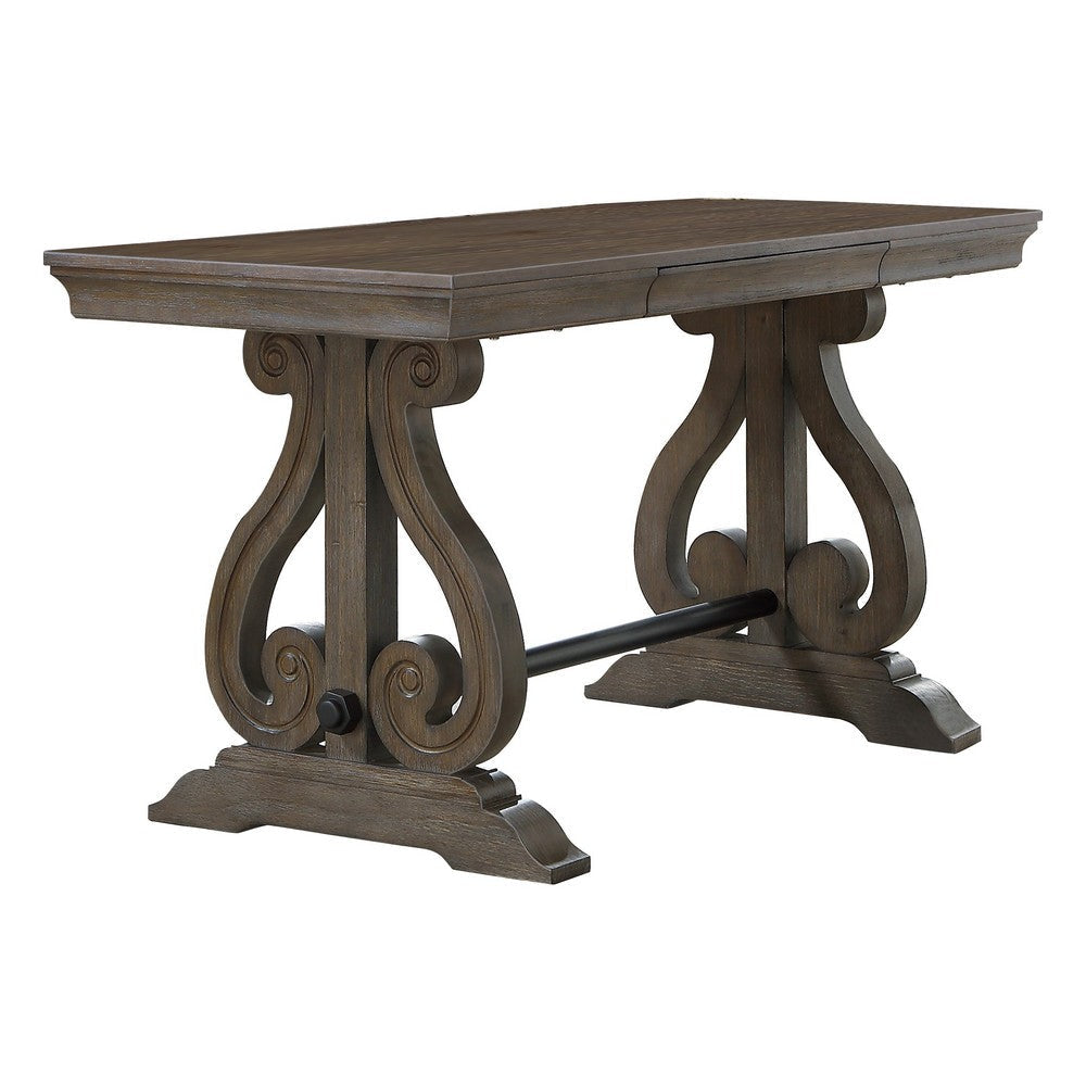 Luon Writing Desk | Traditional Classy Dark Oak Brown Veneer 60’’ BM335969
