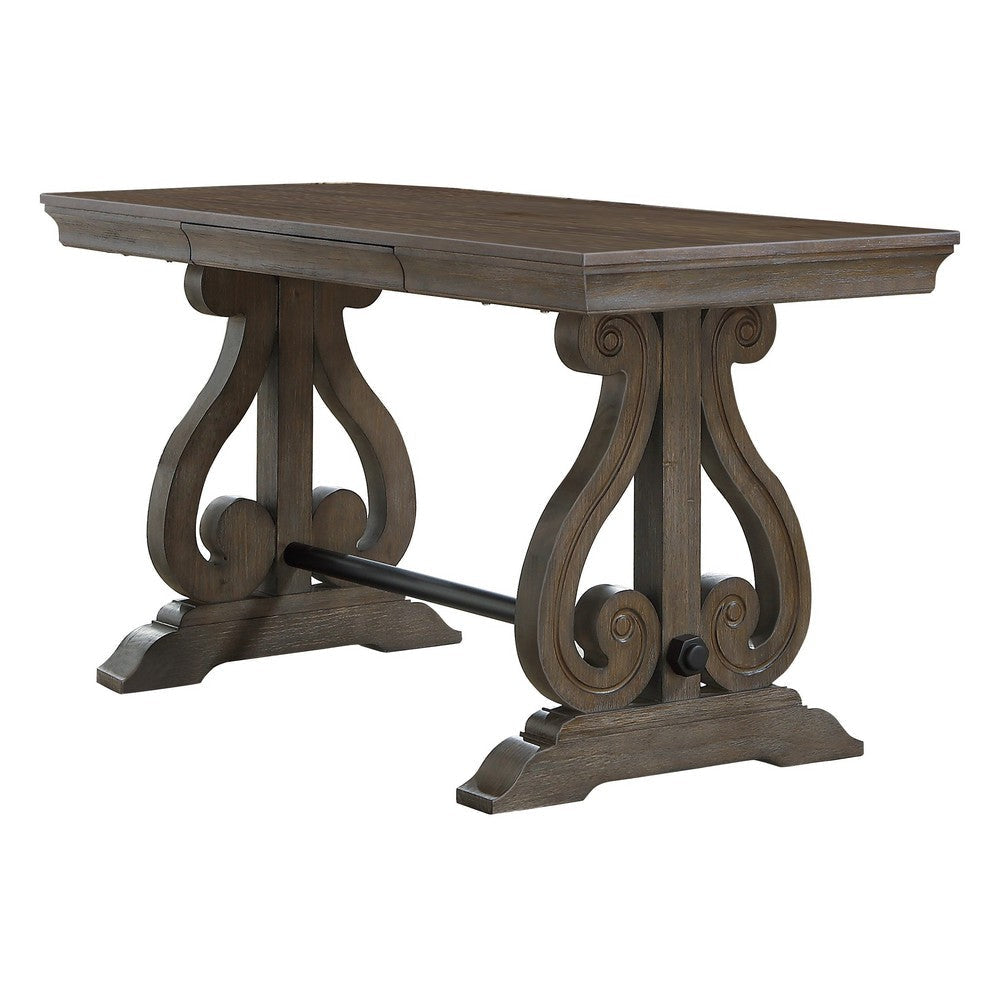 Luon Writing Desk | Traditional Classy Dark Oak Brown Veneer 60’’ BM335969
