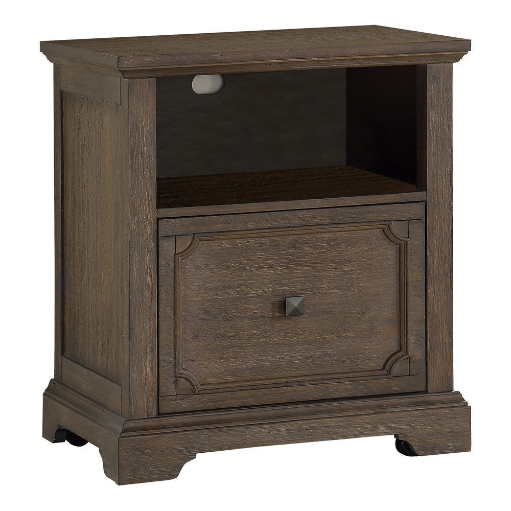 Luon File Cabinet | 1 Drawer | Dark Oak Brown Veneer | 24"