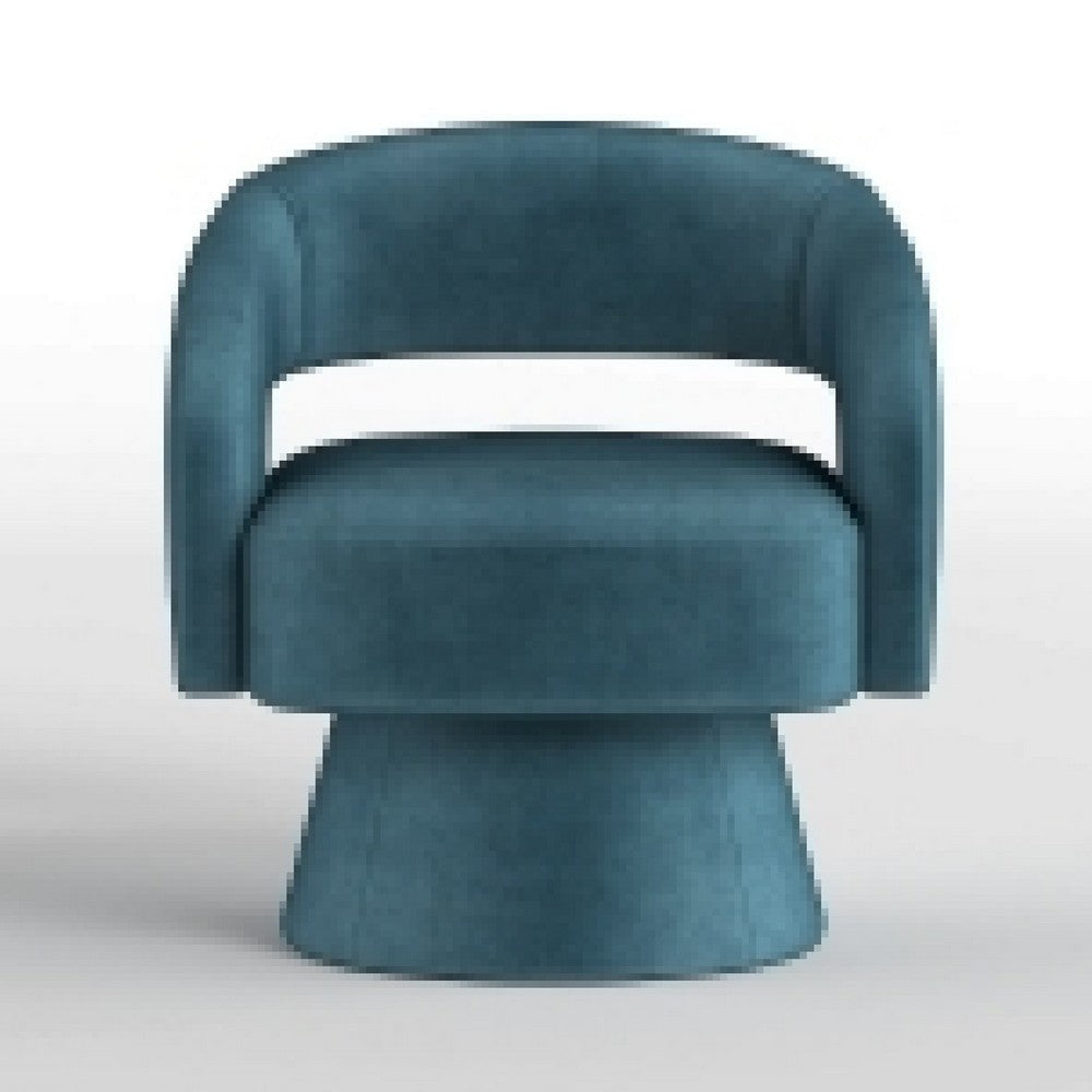 Lessa Swivel Accent Chair | Teal Blue | Round Base | Soft Foam Cushion