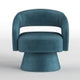 Lessa Swivel Accent Chair | Teal Blue | Round Base | Soft Foam Cushion