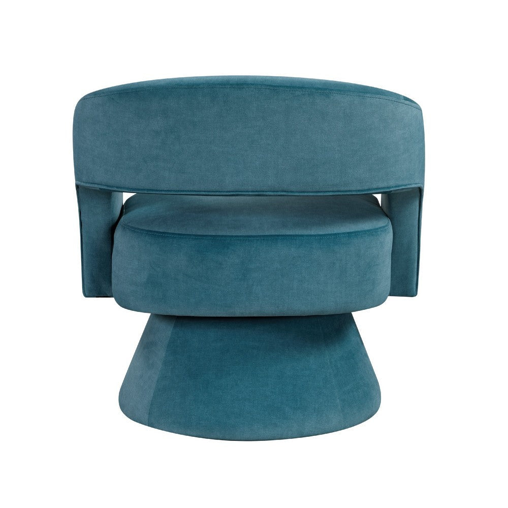 Lessa Swivel Accent Chair | Teal Blue | Round Base | Soft Foam Cushion