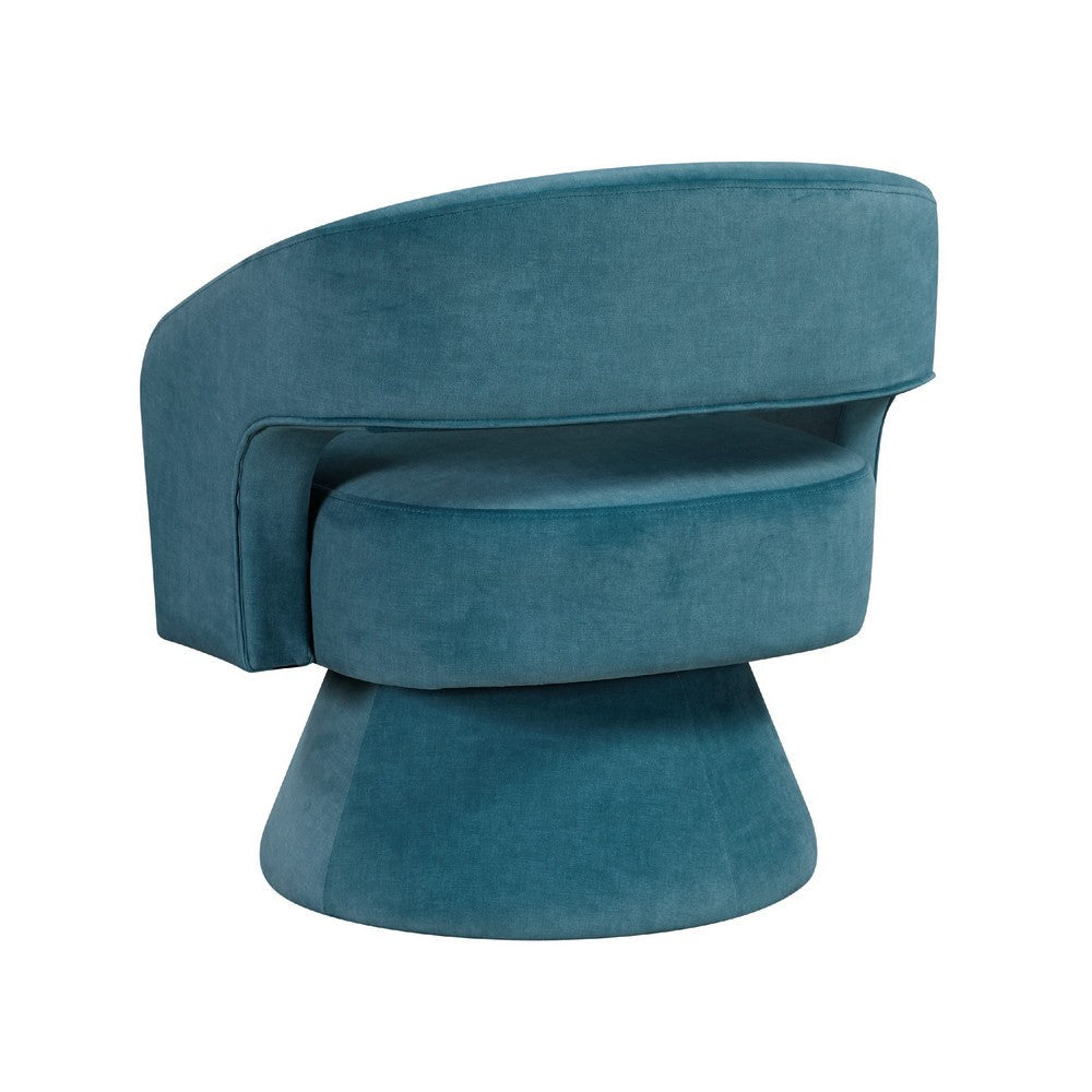Lessa Swivel Accent Chair | Teal Blue | Round Base | Soft Foam Cushion
