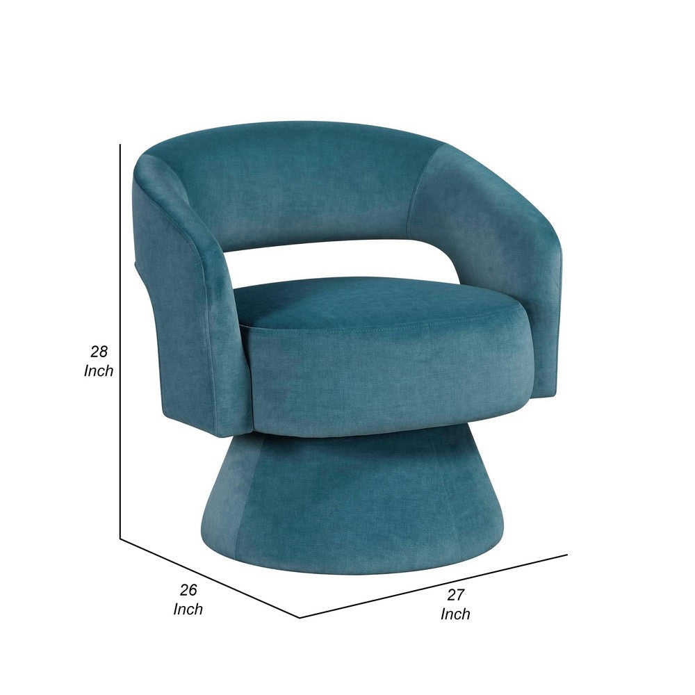 Lessa Swivel Accent Chair | Teal Blue | Round Base | Soft Foam Cushion