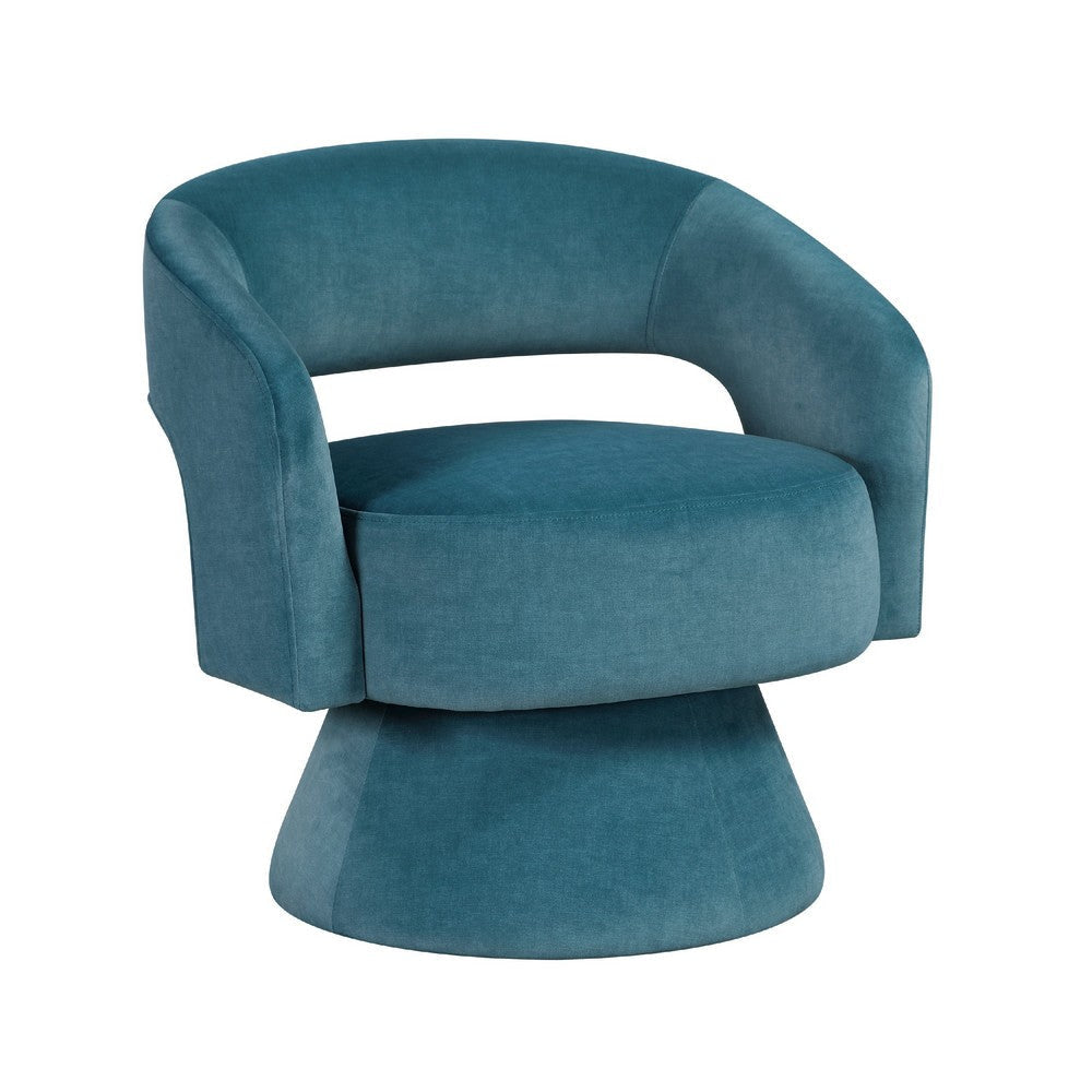 Lessa Swivel Accent Chair | Teal Blue | Round Base | Soft Foam Cushion