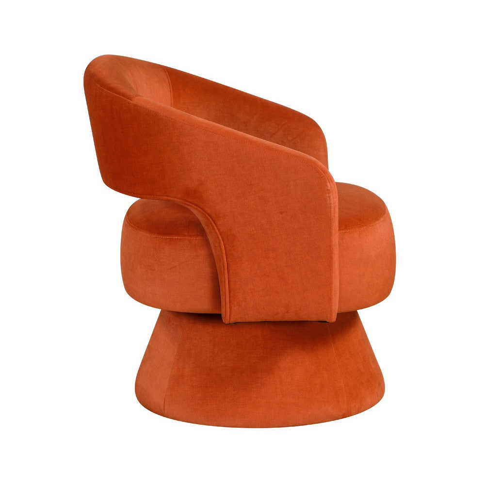 Lessa Swivel Accent Chair | Orange | Round Base | Soft Foam Cushion