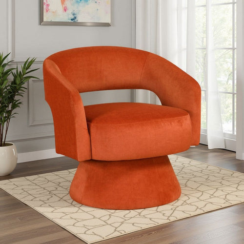Lessa Swivel Accent Chair | Orange | Round Base | Soft Foam Cushion