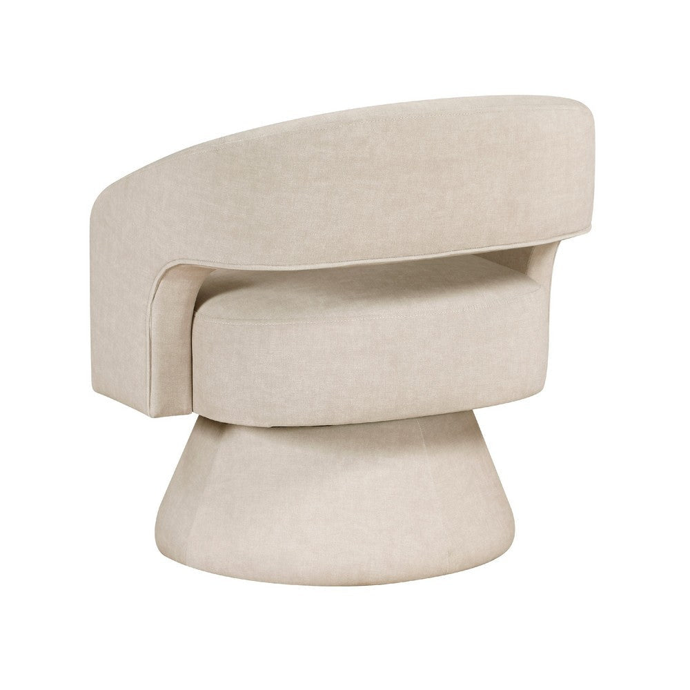 Lessa Swivel Accent Chair | Beige | Round Base | Soft Foam Cushion