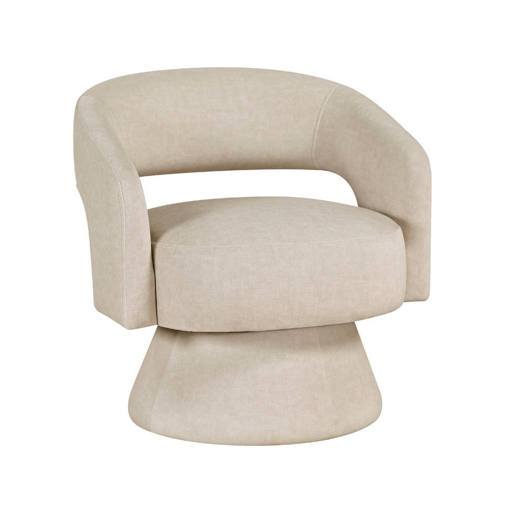 Lessa Swivel Accent Chair | Beige | Round Base | Soft Foam Cushion