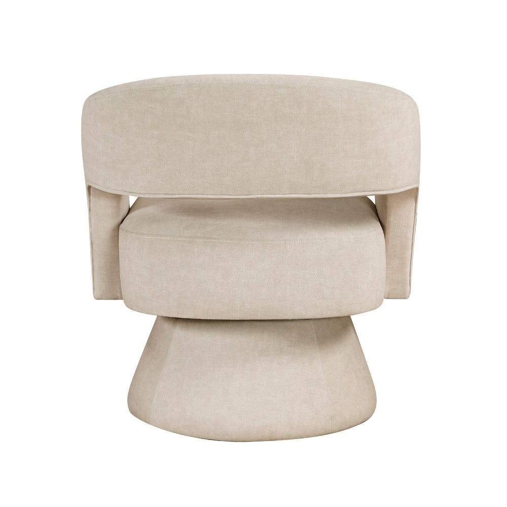 Lessa Swivel Accent Chair | Beige | Round Base | Soft Foam Cushion