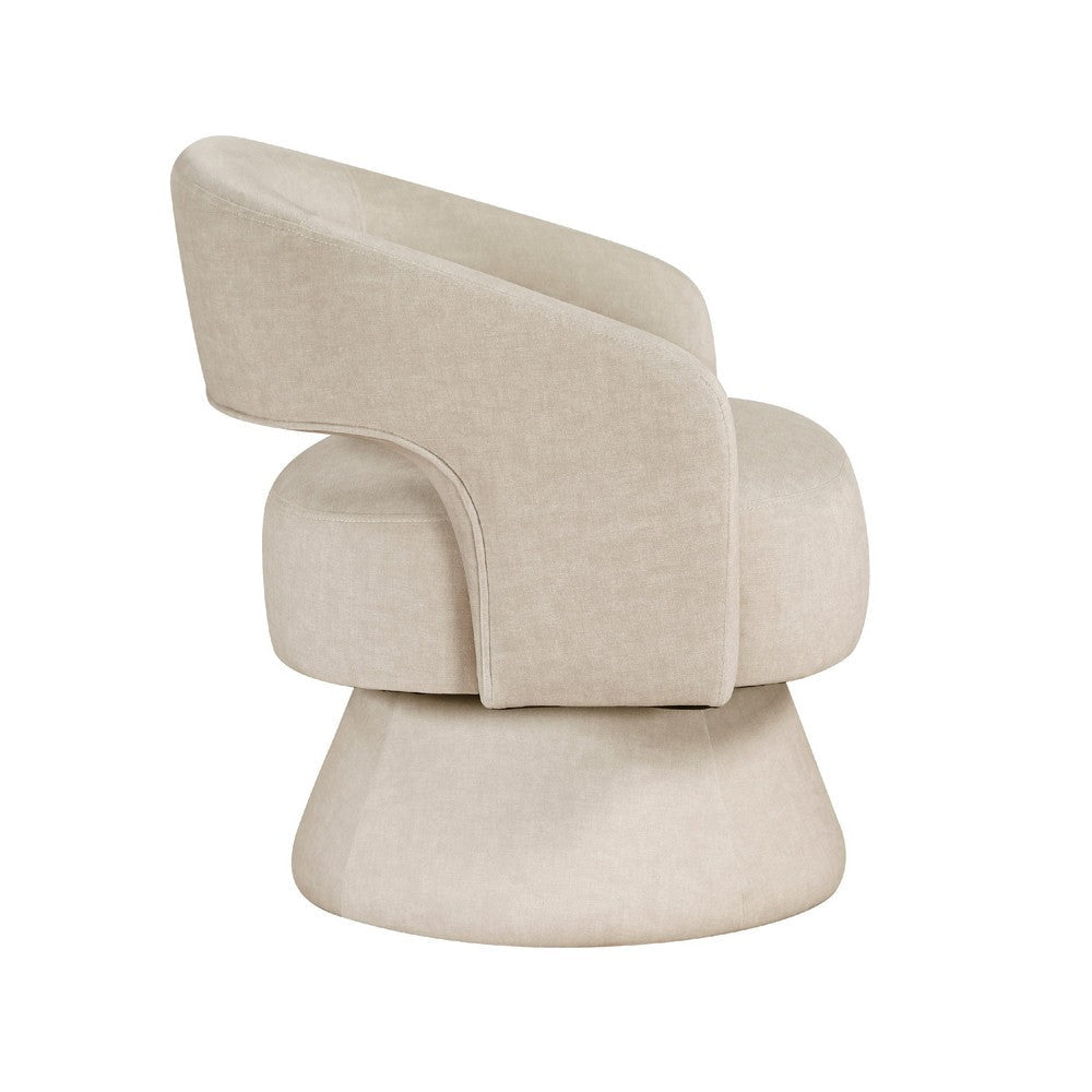 Lessa Swivel Accent Chair | Beige | Round Base | Soft Foam Cushion
