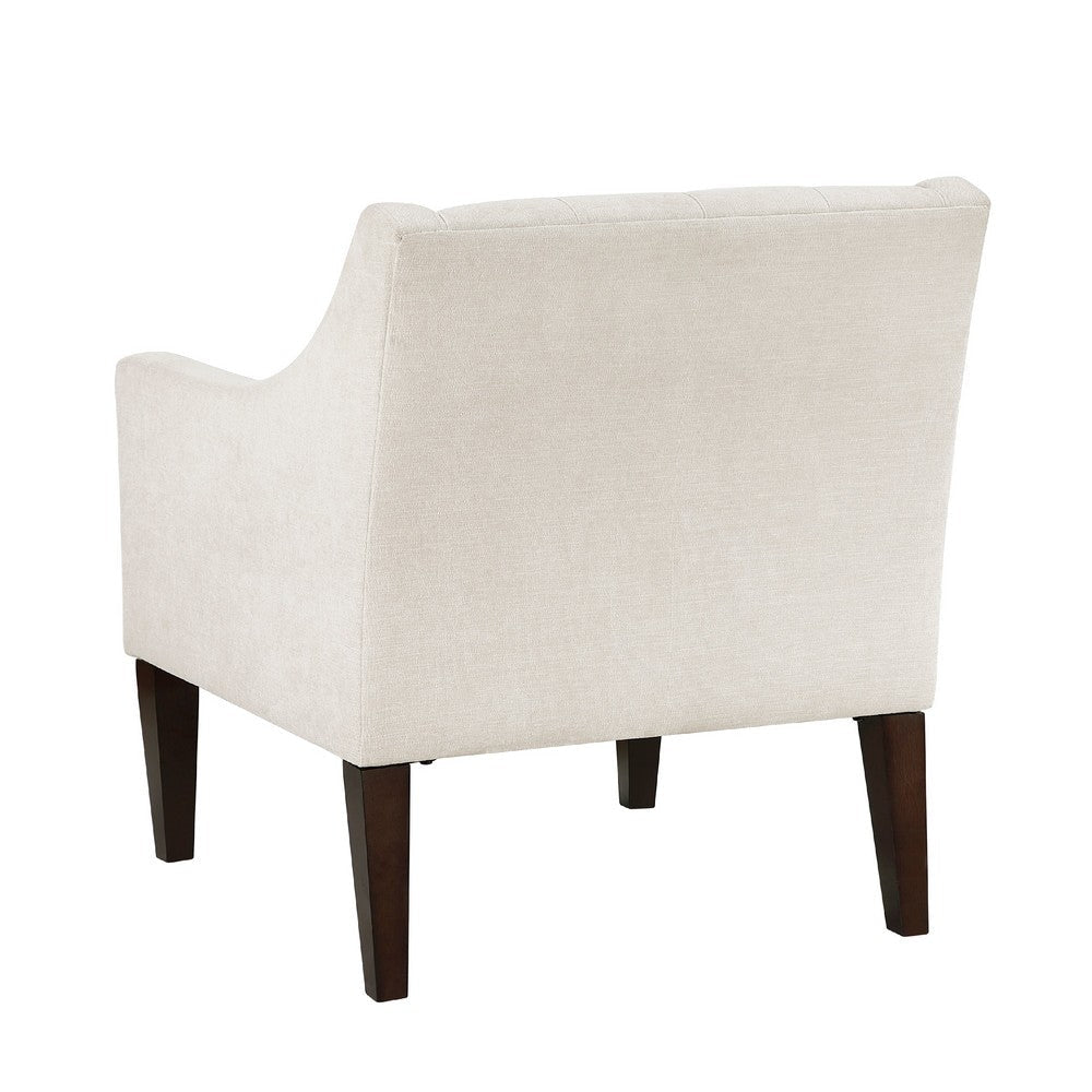 Ginna Accent Armchair | Button Tufted Beige Polyester | Brown Legs BM335976