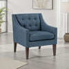 Ginna Accent Armchair | Button Tufted Blue Polyester | Brown Legs
