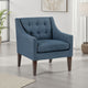 Ginna Accent Armchair | Button Tufted Blue Polyester | Brown Legs