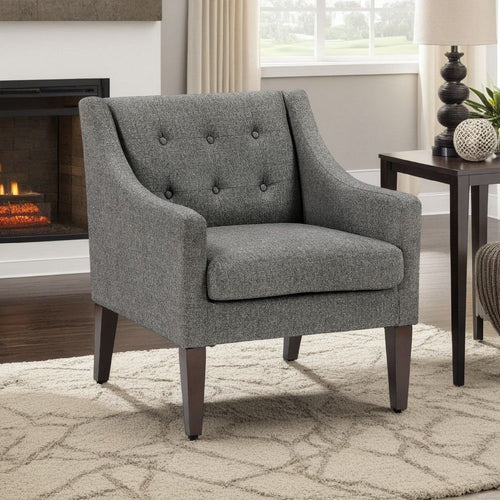 Ginna Accent Armchair | Button Tufted Dark Gray Polyester | Brown Legs