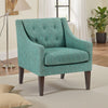 Ginna Accent Armchair | Button Tufted Sea Green Polyester | Brown Legs