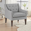 Ginna Accent Armchair | Button Tuft Light Gray Polyester | Brown Legs