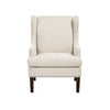 Rossana Accent Wing Armchair | Beige Polyester | Brown Wood | Nailhead BM335981