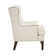 Rossana Accent Wing Armchair | Beige Polyester | Brown Wood | Nailhead BM335981