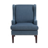 Rossana Accent Wing Armchair | Blue Polyester | Brown Wood | Nailhead BM335982