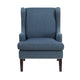 Rossana Accent Wing Armchair | Blue Polyester | Brown Wood | Nailhead BM335982