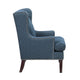 Rossana Accent Wing Armchair | Blue Polyester | Brown Wood | Nailhead BM335982