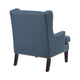 Rossana Accent Wing Armchair | Blue Polyester | Brown Wood | Nailhead BM335982