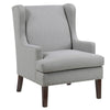 Rossana Accent Wing Armchair | Gray Polyester | Brown Wood | Nailhead
