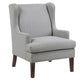 Rossana Accent Wing Armchair | Gray Polyester | Brown Wood | Nailhead