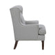 Rossana Accent Wing Armchair | Gray Polyester | Brown Wood | Nailhead BM335983