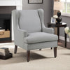 Rossana Accent Wing Armchair | Gray Polyester | Brown Wood | Nailhead