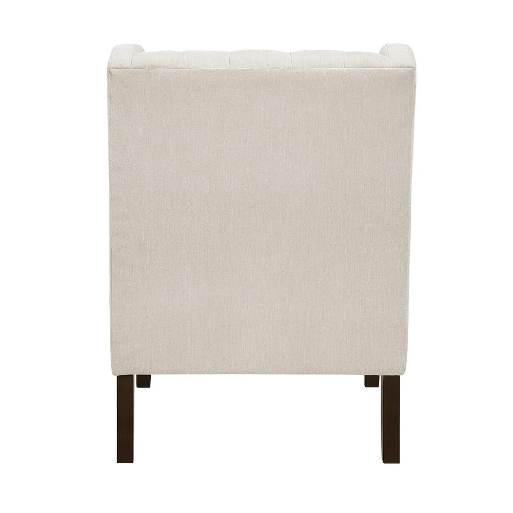 Hosanna Accent Wing Armchair | Button Tufted Beige Polyester | Brown BM335984