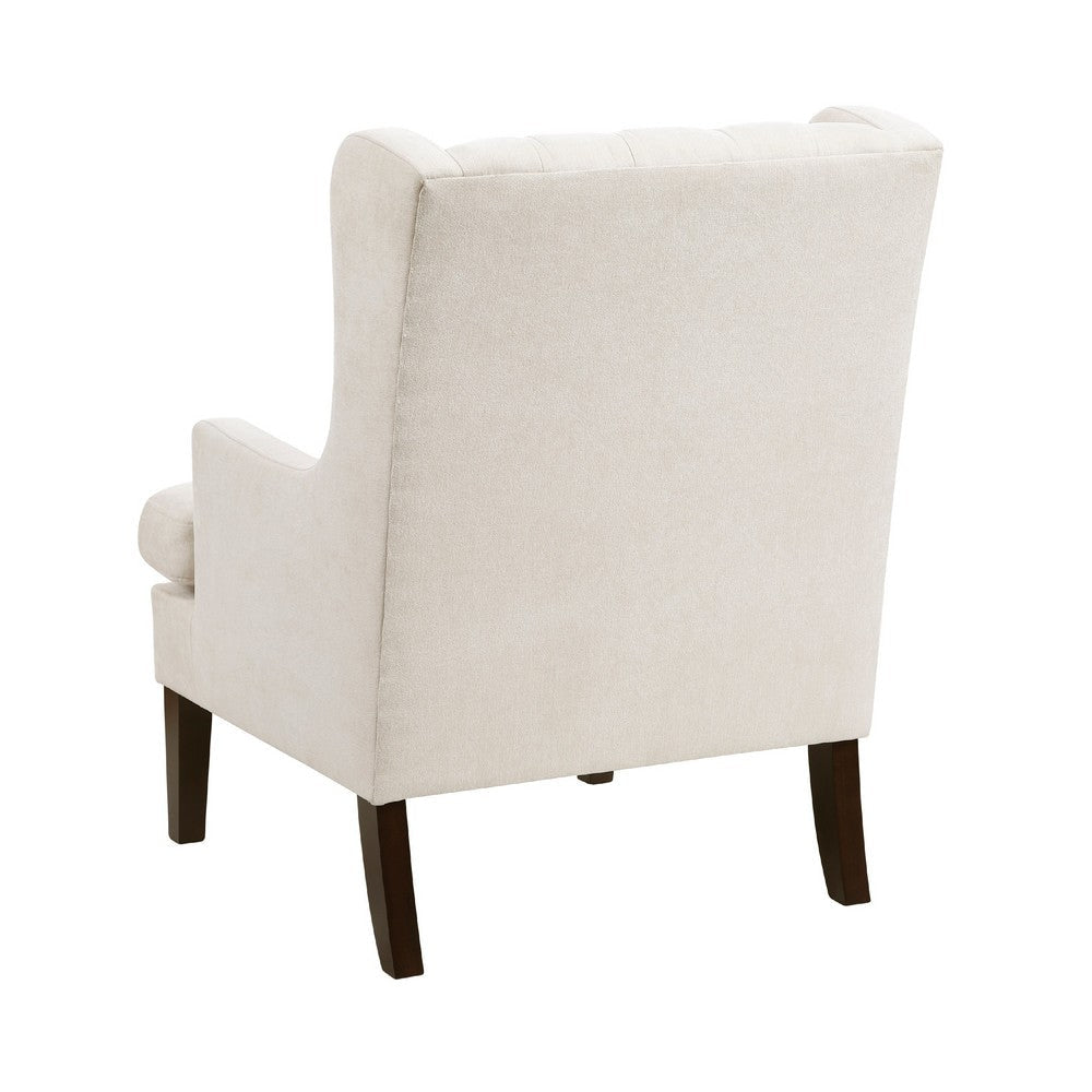 Hosanna Accent Wing Armchair | Button Tufted Beige Polyester | Brown BM335984