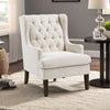 Hosanna Accent Wing Armchair | Button Tufted Beige Polyester | Brown
