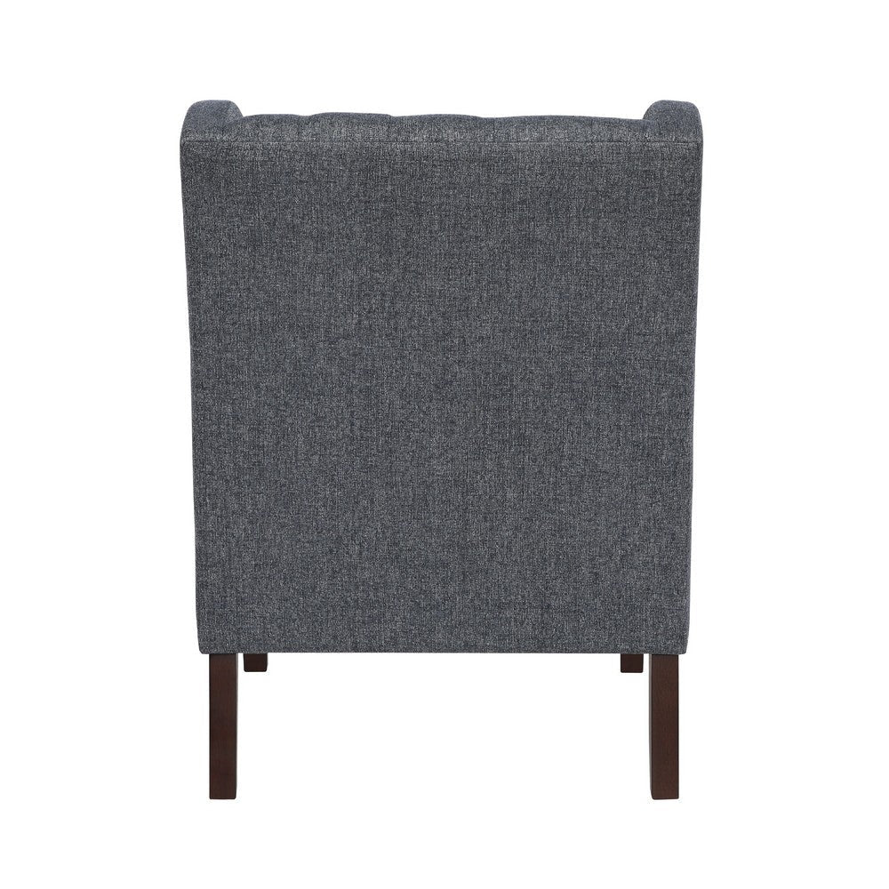 Hosanna Accent Wing Armchair | Button Tufted Dark Gray | Brown BM335986