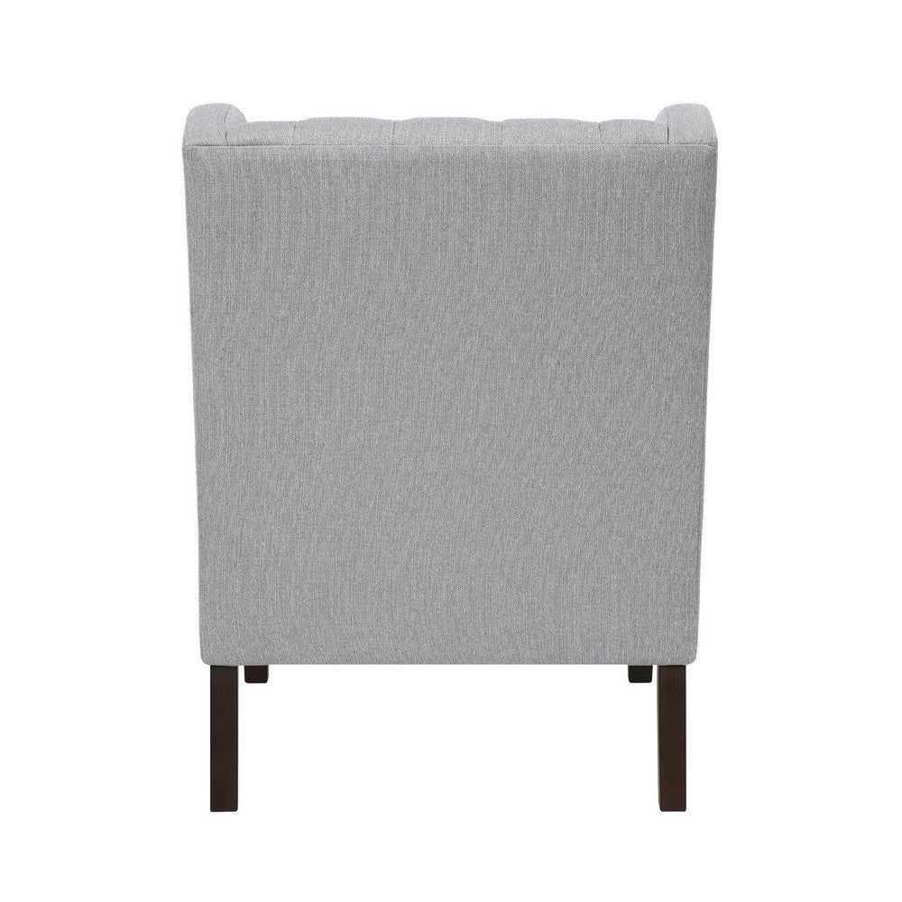 Hosanna Accent Wing Armchair | Button Tufted Light Gray Polyester BM335987