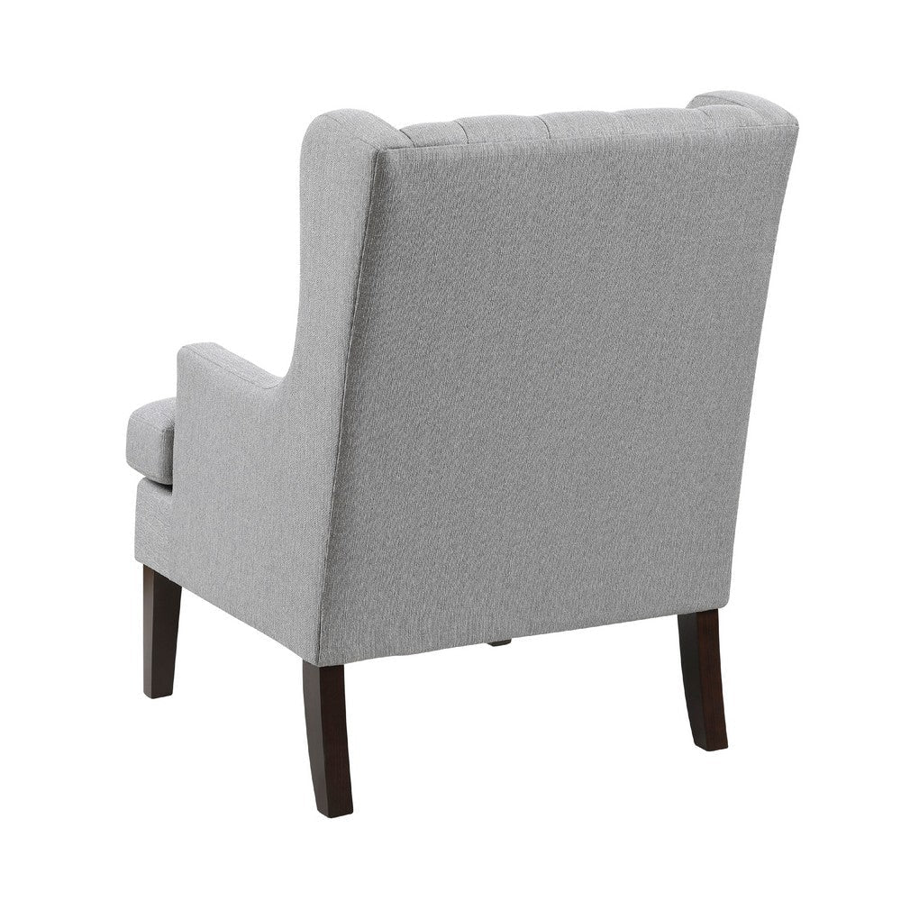 Hosanna Accent Wing Armchair | Button Tufted Light Gray Polyester BM335987
