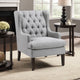 Hosanna Accent Wing Armchair | Button Tufted Light Gray Polyester