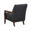 Lenie Accent Armchair | Button Tufted Black Leather Walnut Brown Wood