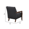 Lenie Accent Armchair | Button Tufted Black Leather Walnut Brown Wood