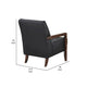Lenie Accent Armchair | Button Tufted Black Leather Walnut Brown Wood