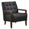 Lenie Accent Armchair | Button Tufted Black Leather Walnut Brown Wood