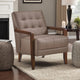 Lenie Accent Armchair | Button Tufted Brown Leather Walnut Brown Wood